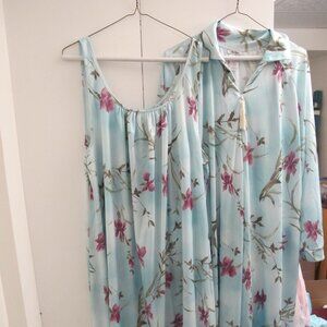 Alis Bryan seafoam blue with floral pattern ROBE AND NIGHTGOWN SET 1X